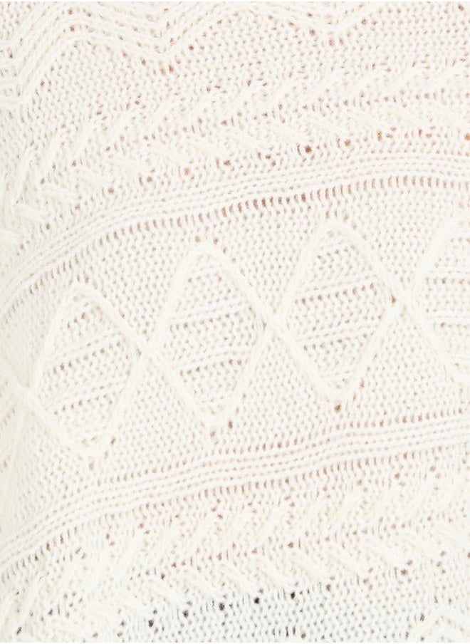 Styli - Textured Knit Turtle Neck Sweater with Asymmetric Hem - Image 1