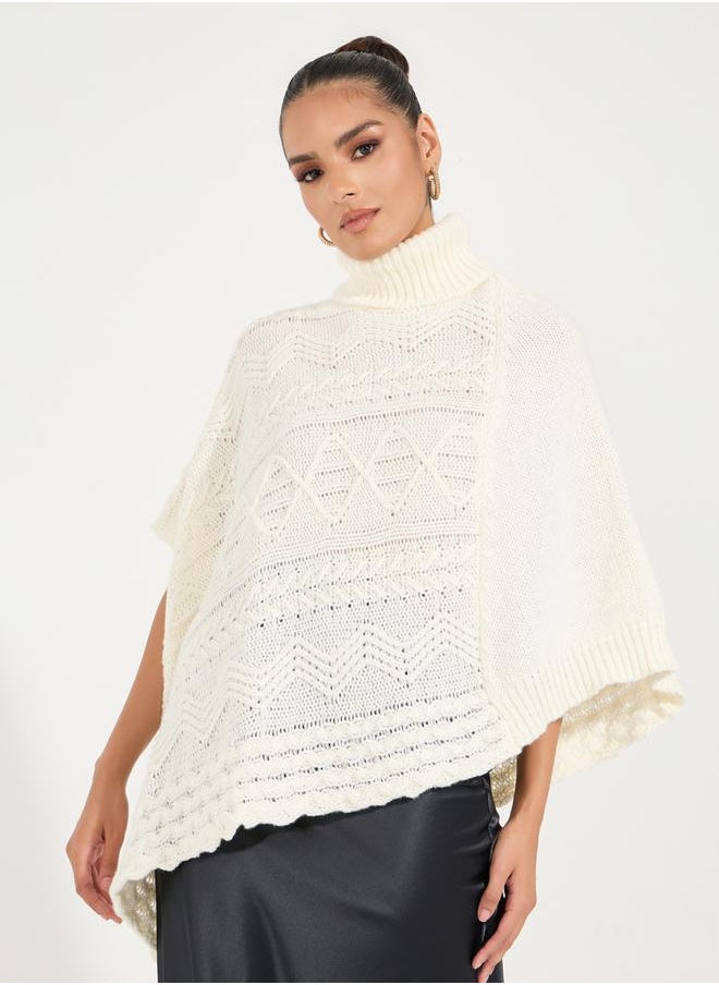 Styli - Textured Knit Turtle Neck Sweater with Asymmetric Hem - Image 1