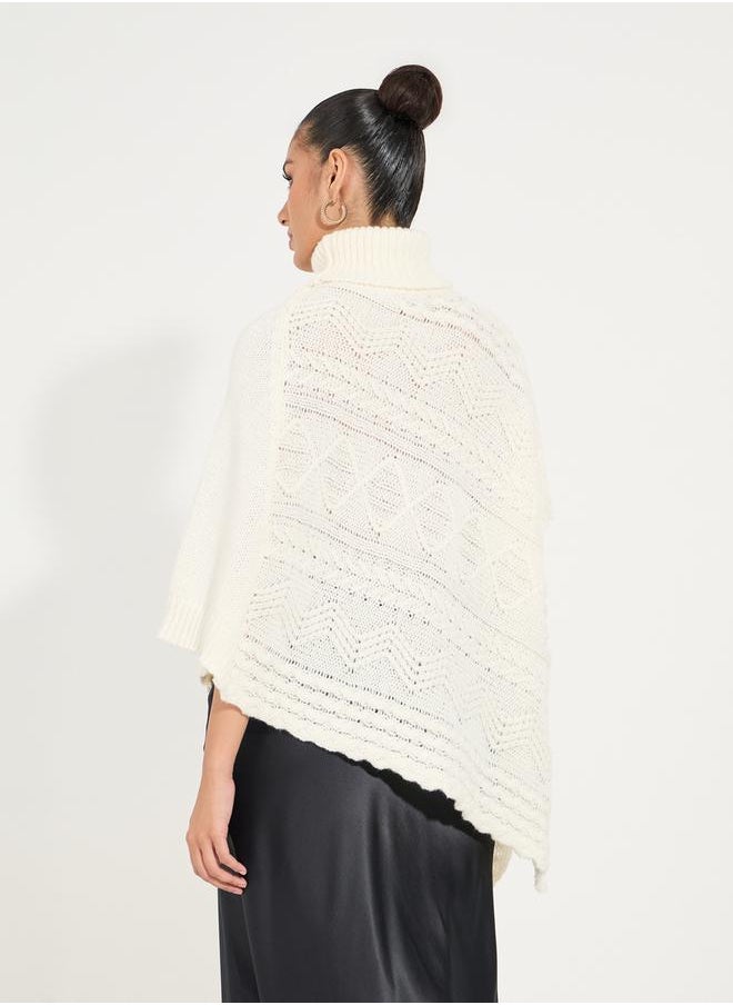 Styli - Textured Knit Turtle Neck Sweater with Asymmetric Hem - Image 1