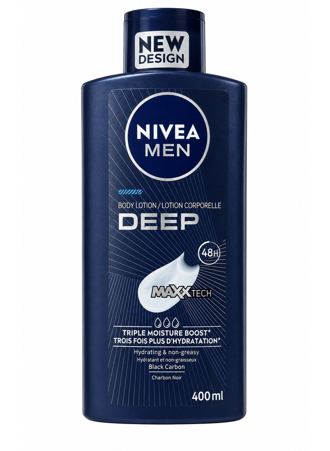Nivea MEN Deep Body Lotion 400ml – Black Carbon, 48H Hydration, Triple Moisture Boost 400ml