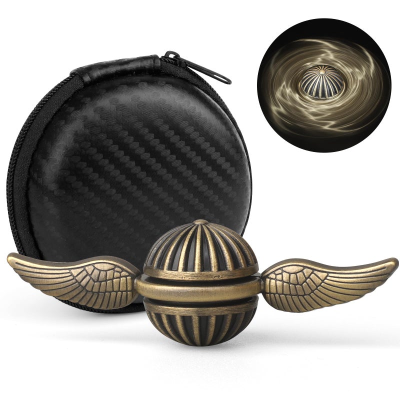 Amarlozn Sphere Fidget Spinner for Kids Adults Metal Brass Orb Ball Toy for Stress Relief Desk Decor for School Office Birthday Stocking Stuffer Gift Sensory Toy for Boys Girls with Premium Case - Image 3