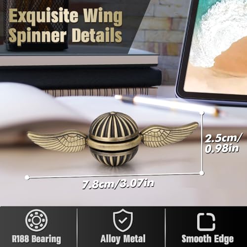 Amarlozn Sphere Fidget Spinner for Kids Adults Metal Brass Orb Ball Toy for Stress Relief Desk Decor for School Office Birthday Stocking Stuffer Gift Sensory Toy for Boys Girls with Premium Case - Image 5