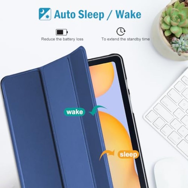 غطاء ProCase لجهاز Galaxy Tab S6 Lite 10.4 2024 2022 2020 مع حامل قلم S SM-P620/P625/P613/P619/P615/P610، غطاء خلفي شفاف ناعم من مادة TPU يدعم الاستيقاظ/النوم التلقائي - كحلي - Image 5