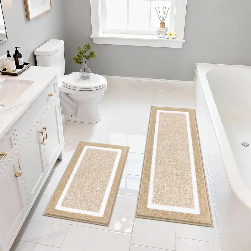 PAUWER Bathroom Rugs Sets 2 Piece, Non Slip Bath Mats for Bathroom, Absorbent Bath Rugs Floor Mat, Machine Washable Shower Rugs for Bath Floor, Tub and Shower - Image 1