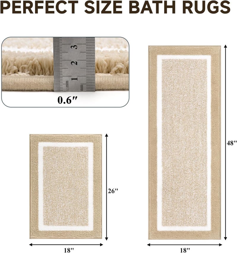 PAUWER Bathroom Rugs Sets 2 Piece, Non Slip Bath Mats for Bathroom, Absorbent Bath Rugs Floor Mat, Machine Washable Shower Rugs for Bath Floor, Tub and Shower - Image 2