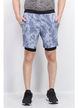 Men Allover Printed  Basic Shorts, Grey Combo
