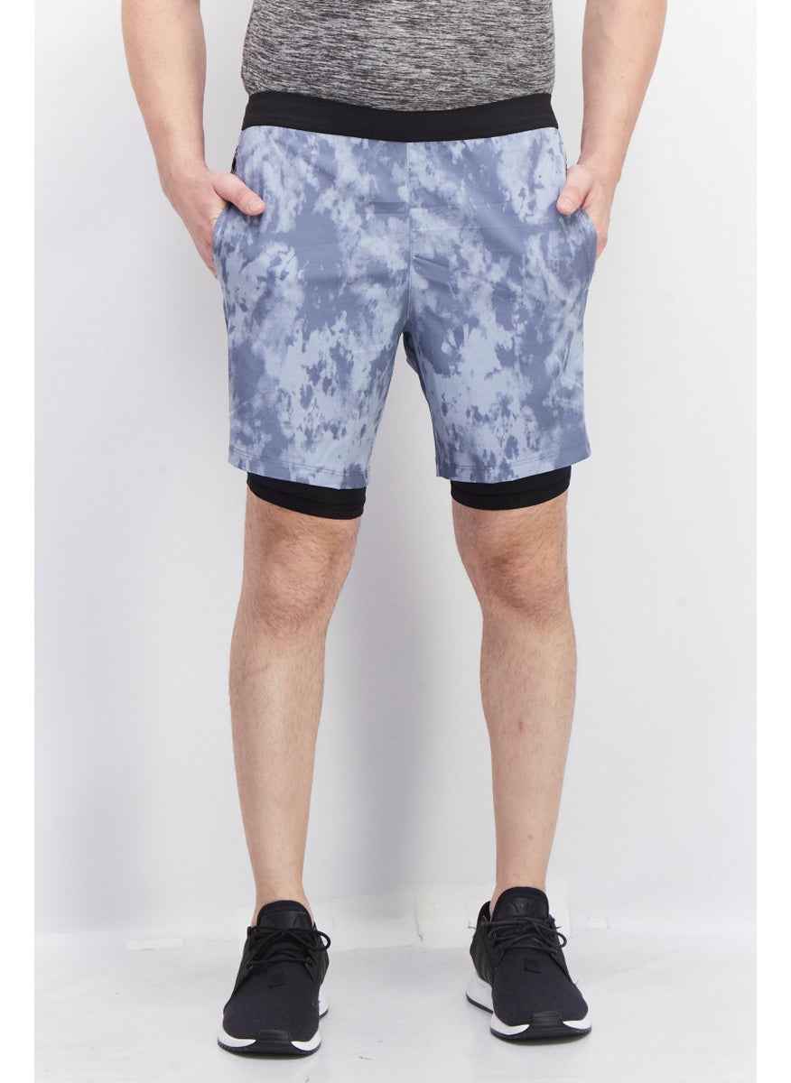Skora - Men Allover Printed  Basic Shorts, Grey Combo - Image 1