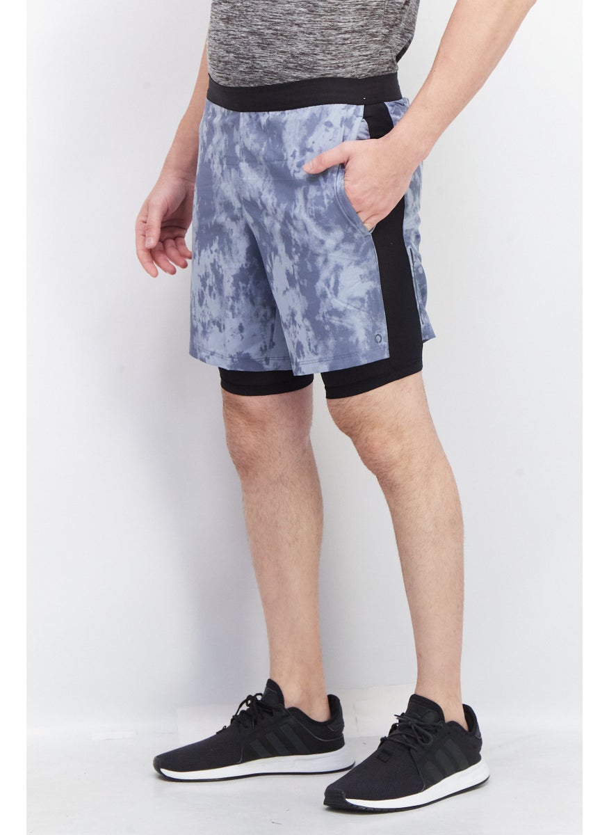 Skora - Men Allover Printed  Basic Shorts, Grey Combo - Image 1