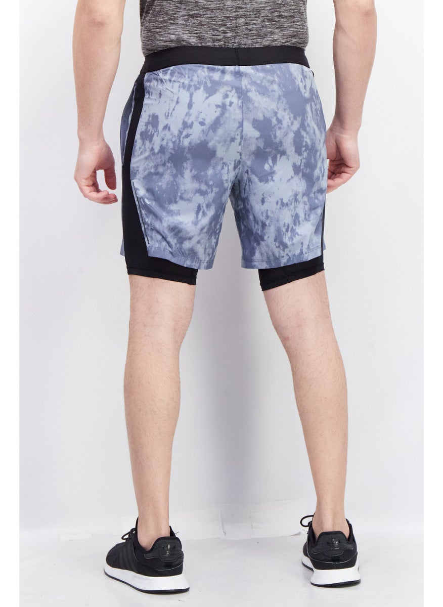 Skora - Men Allover Printed  Basic Shorts, Grey Combo - Image 1