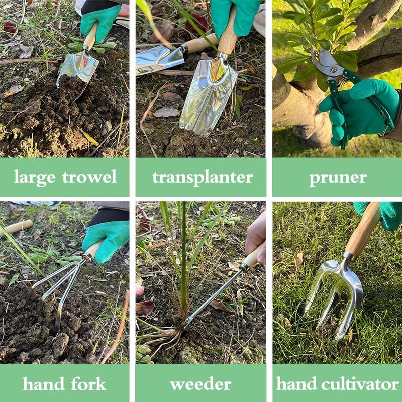 BovcTrraann General compatible design Garden Tool Set of 10 Pieces, Heavy-Duty Stainless Steel Gardening Hand Tools with Repotting Mat and Grow Bags, Gardening Tool Set with Durable Gardening Bag, Ideal Gardening Gifts for Women Men Salt mist resistant - Image 5