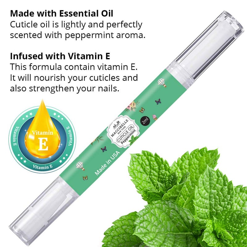 Maccibelle Pure Cuticle & Nail Oil Pen 2ml Heals Dry Cracked Cuticles (Peppermint) - Image 2