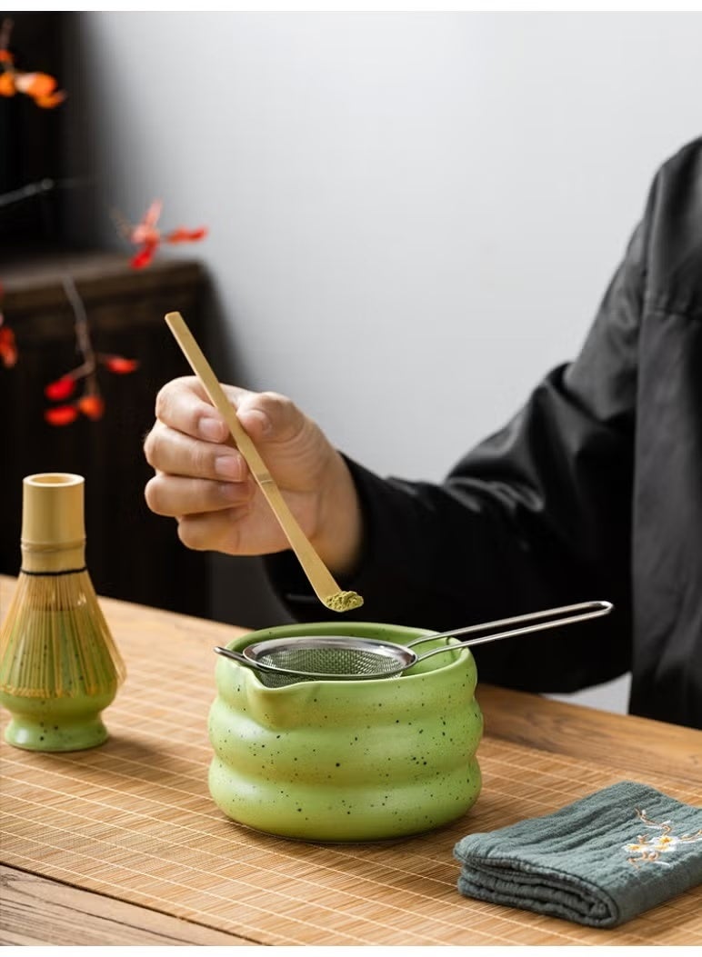 7-Piece Matcha Tea Set Includes Matcha Bowl Bamboo Whisk Scoop Whisk Holder Stainless Steel Sifter and Complete Tea Making Kit Perfect Set to a Traditional of Matcha - Image 3