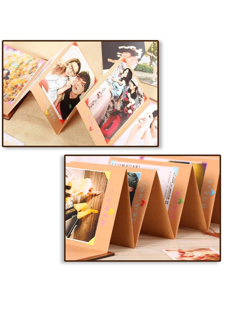 Y&D Album Book Small 17 * 11cm Scrapbook 22 Sides Kraft Photo Album, Wooden Cutout Animal Print Cover with Strap for Family Graduation Record Book, Growing Up Love  - Image 3
