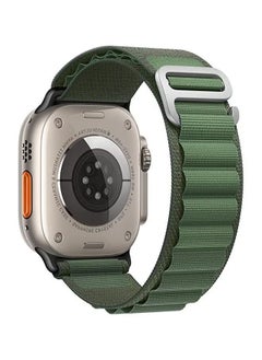 Alpine Loop Nylon Bands Compatible with Apple Watch Ultra 49mm 45mm 44mm 42mm Sport Solo Loop Rugged Strap with Titanium G‑Hook Men Women Green
