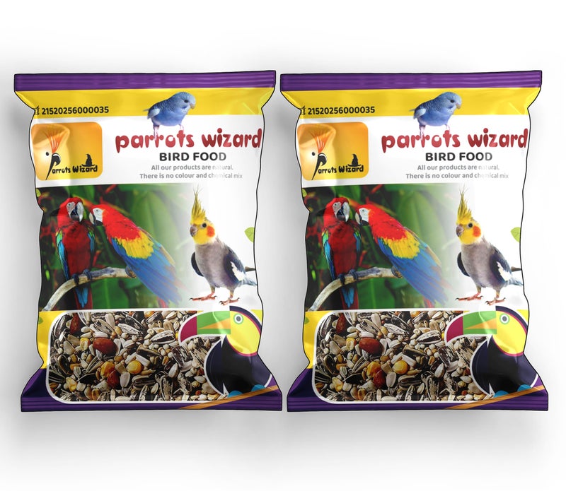 Parrots Wizard Big Parrot Food Pro Seed Mix - 31 Types of Seeds for African Grey, Macaw, Cockatoo, Indian Parrot & Large Birds – 450g (Pack of 2) - Image 1