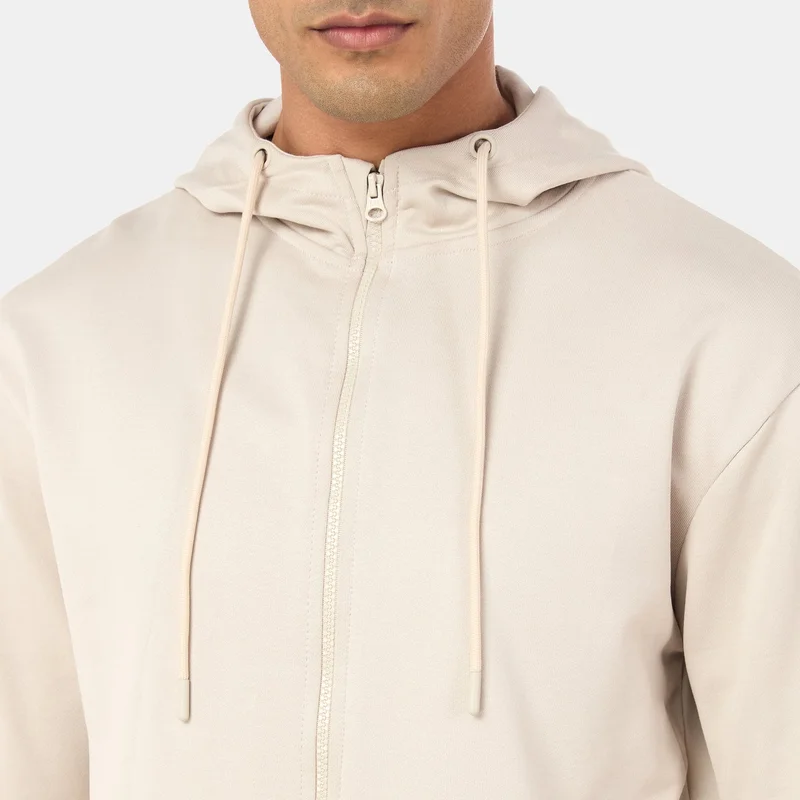 Sun and Sand Sports Beige Men's Full-Zip Hoodie for Men | Best Price UAE