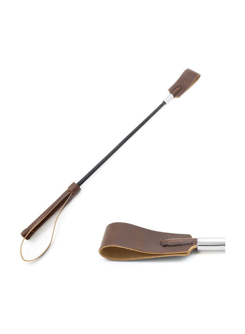 SYOSI Riding Crop, Brown Crop, 45 Cm Leather Horse Whip, Horse Whip with Anti-Slip Grip Gel Handle, for Horse Daily Training, Horse Jumping Racing, Horse Stage Prop(1 Pack)  - Image 1