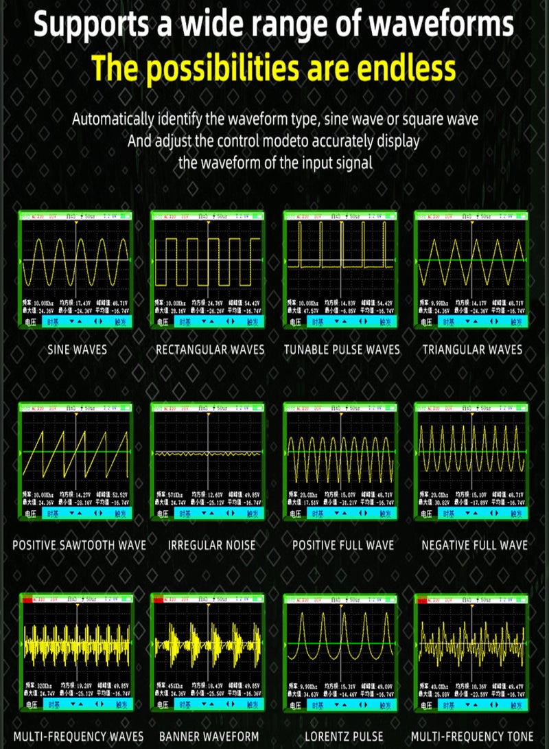 BSIDE-OT2 Digital 2.8-inch TFT Display Oscilloscope Handheld Oscope Meter 10Mhz Bandwidth 48MSa/S Sampling Rate Data with Data Storage Function for DIY and Electronic Test - Image 5