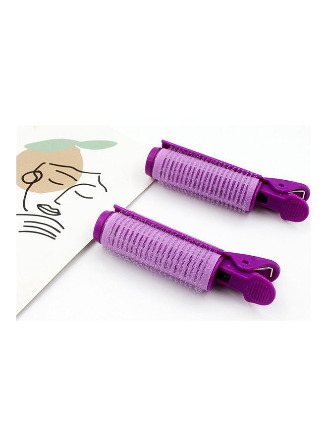 مجموعة بكرات لف شعر احترافية ذاتية الإغلاق من قطعتين أرجواني سادة