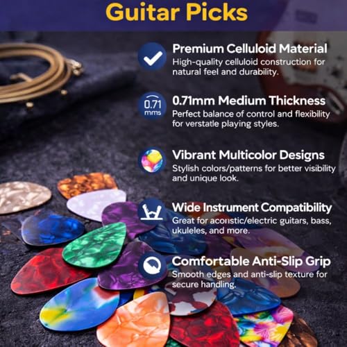 TECHBLAZE Acoustic Guitar Picks 0.46mm Abstract Art Celluloid Guitar Plectrums for Electric Guitar, Bass, Ukulele (Pack of 15) - Image 4