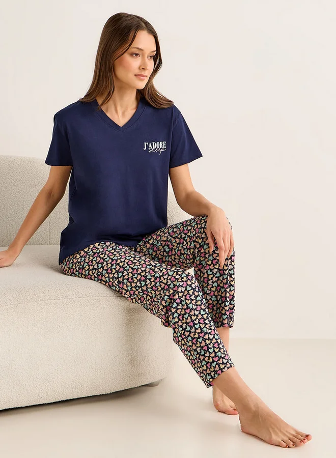 Splash FAV Pyjama Set V-neck T-shirt & Trousers Cotton