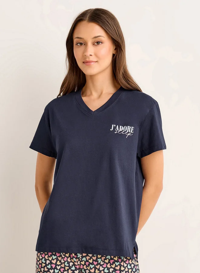 Splash FAV Pyjama Set V-neck T-shirt & Trousers Cotton