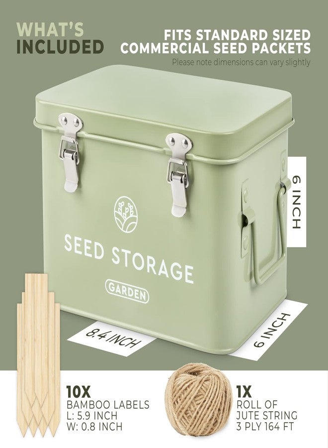 WILDGOOSE Seed Storage Box - Metal Seed Packet Organizer with Garden String and Bamboo Plant Labels. Seed Container Storage Delivering Complete Seed Saving Organization for Every Garden Lover. - Image 3