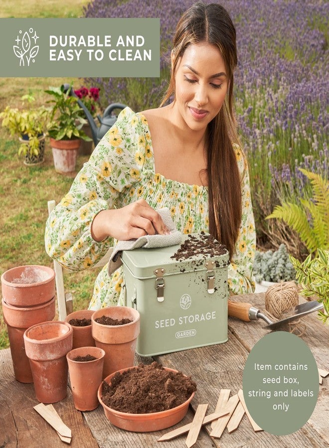 WILDGOOSE Seed Storage Box - Metal Seed Packet Organizer with Garden String and Bamboo Plant Labels. Seed Container Storage Delivering Complete Seed Saving Organization for Every Garden Lover. - Image 5