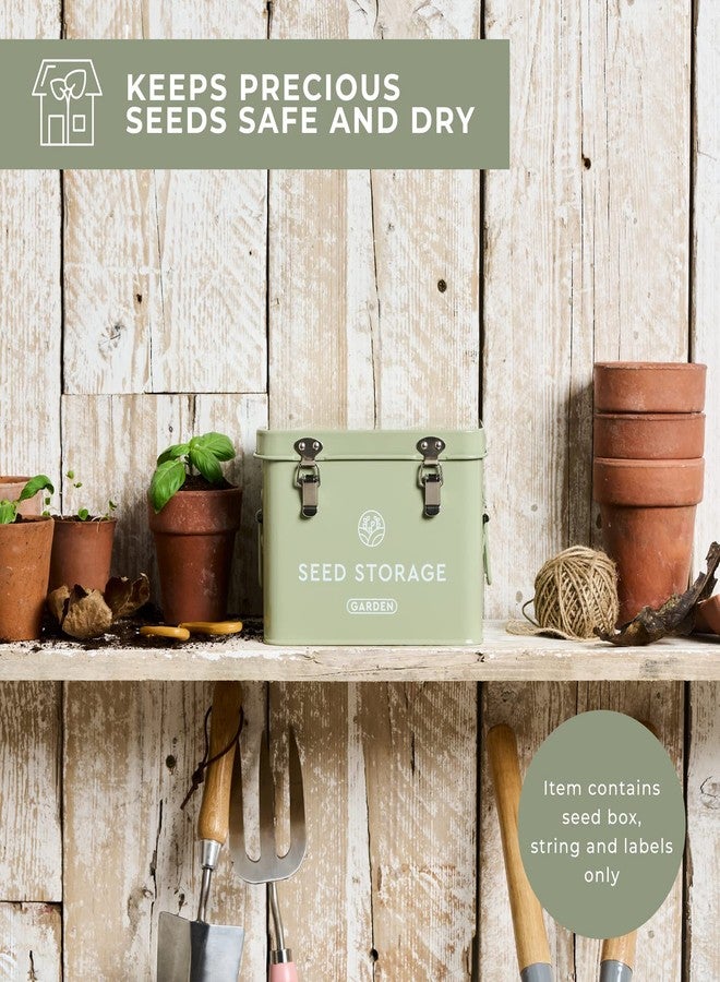 WILDGOOSE Seed Storage Box - Metal Seed Packet Organizer with Garden String and Bamboo Plant Labels. Seed Container Storage Delivering Complete Seed Saving Organization for Every Garden Lover. - Image 4