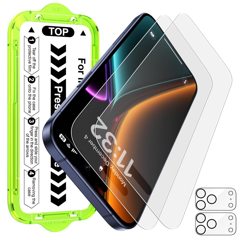 Esanik 2+2 Pack for iPhone 17 Pro Matte Glass Screen Protector Auto-alignment Anti-Glare & Anti-Fingerprint,Anti-Reflection,Bubble Free, Smooth as Silk, 9H Glass Screen Cover - Image 1