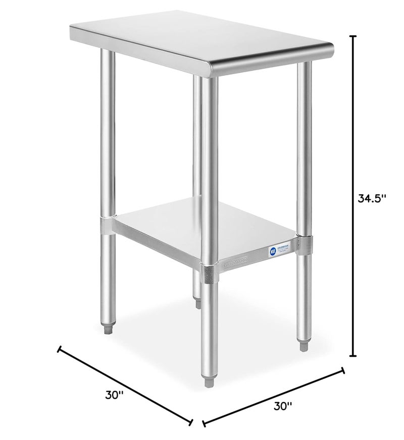 GRIDMANN Stainless Steel Work Table 12 x 30 Inches, NSF Commercial Kitchen Prep Table with Under Shelf for Restaurant and Home - Image 2