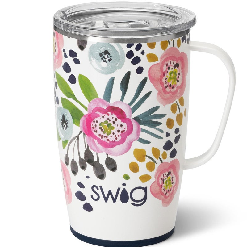 Swig Life 18oz Travel Mug Insulated Tumbler with Handle and Lid Cup Holder Friendly Dishwasher Safe Stainless Steel Travel Coffee Cup Primrose - Image 2