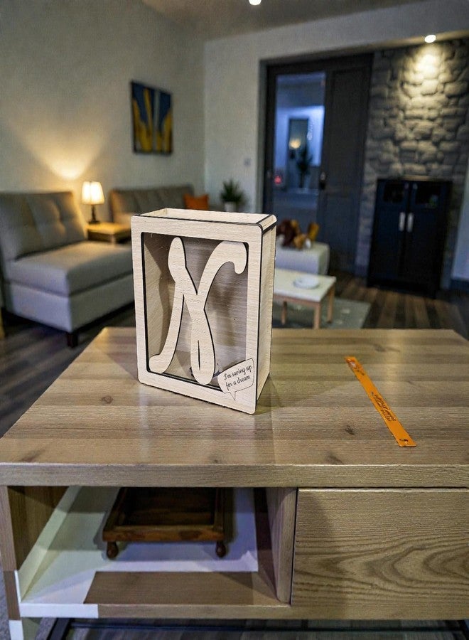 LACUM® Letter Piggy Bank - Custom Wooden Money Bank for Kids & Adults - Sunmica Coated Engineering Wood with Transparent Acrylic Front - Unique Gifts (Letter N) - Image 4