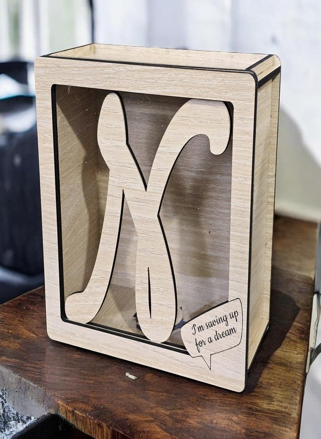 LACUM® Letter Piggy Bank - Custom Wooden Money Bank for Kids & Adults - Sunmica Coated Engineering Wood with Transparent Acrylic Front - Unique Gifts (Letter N) - Image 3