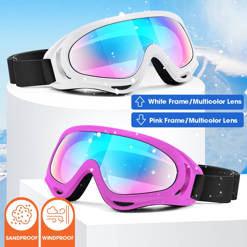 MAMBAOUT 2-Pack Snow Ski Goggles, Snowboard Goggles for Men, Women, Youth, Kids, Boys or Girls - Image 2