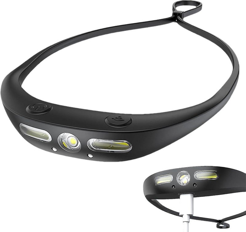 Care4 مصباح رأس LED مع مستشعر حركة + 2 COB قابل لإعادة الشحن عبر USB ومقاوم للماء 350 لومن مصباح رأس من السيليكون للسباحة وركوب الدراجات والتخييم والمشي - Image 1