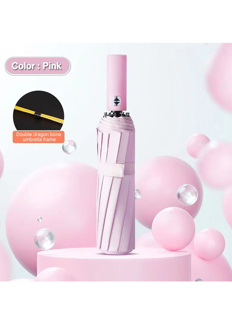 Generic - 12 Rib Parasol, Umbrella, UV Protection, Solid Color Umbrella, Windproof, Pink - Image 1