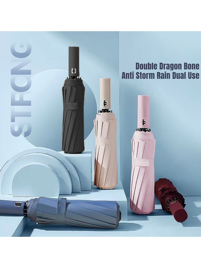 Generic - 12 Rib Parasol, Umbrella, UV Protection, Solid Color Umbrella, Windproof, Pink - Image 1