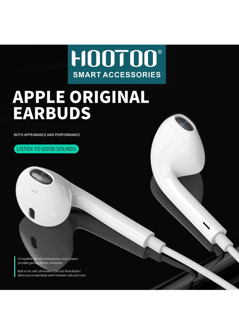 HooToo - In-Ear original Earphones with lightning port and Mic For iPhone 14, 14 pro,14 pro max  iphone 13, 13 pro,13 pro max iphone 12,12 pro,12 pro max White from HOOTOO - Image 1