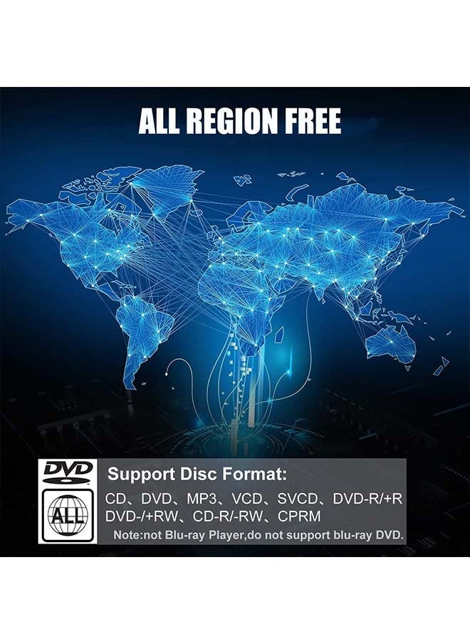 Mini HD DVD Player, CD Players for Home, DVD Players for TV, HDMI and RCA Cable Included, Up-Convert to HD 1080p, All Region, Breakpoint Memory, Built-in PAL/NTSC, USB 2.0