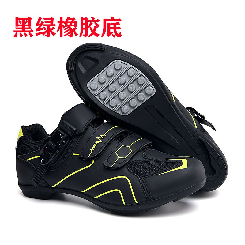 Generic Unisex Road Cycling Shoes MTB Hard Sole Outdoor Black green rubber 