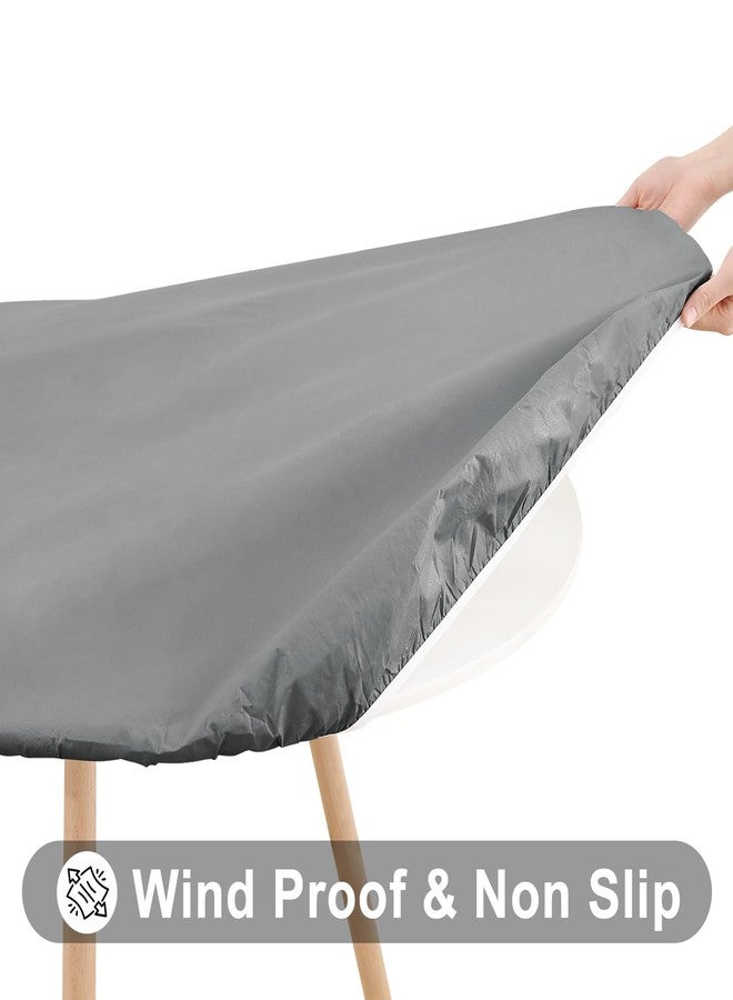 smiry مفرش طاولة سميري دائري للنزهات، أغطية طاولات مرنة مقاومة للماء تناسب الطاولات بمقاس 45-56 بوصة، مفارش طاولات من الفينيل قابلة للمسح بظهر من الفلانيل للتخييم، للاستخدام الداخلي والخارجي، رمادي - Image 3