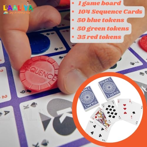 LAALIYA Sequenza Strategy Board Game for Kids & Families | Classic Card and Chip with Playing Cards & Tokens | Fun Sequence-Inspired Game for Parties & Game Nights - Image 5