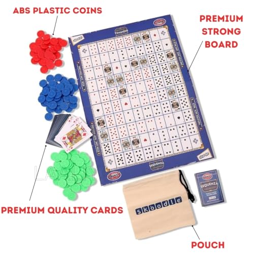 LAALIYA Sequenza Strategy Board Game for Kids & Families | Classic Card and Chip with Playing Cards & Tokens | Fun Sequence-Inspired Game for Parties & Game Nights - Image 4