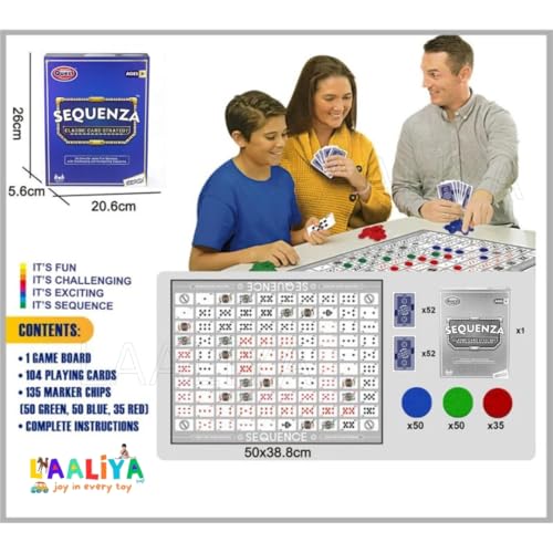 LAALIYA Sequenza Strategy Board Game for Kids & Families | Classic Card and Chip with Playing Cards & Tokens | Fun Sequence-Inspired Game for Parties & Game Nights - Image 2