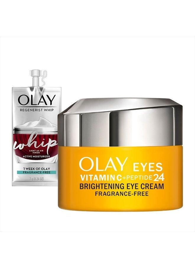 Olay Vitamin C + Peptide 24 Eye Cream, Fragrance-Free, 0.5 oz + Whip Face Moisturizer Travel/Trial Size Gift Set  - Image 1