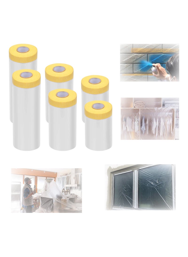 Automotive Painting Masking Film and Tape Set 6 Pack with 3 Sizes for Easy Coverage and Protection - Image 1