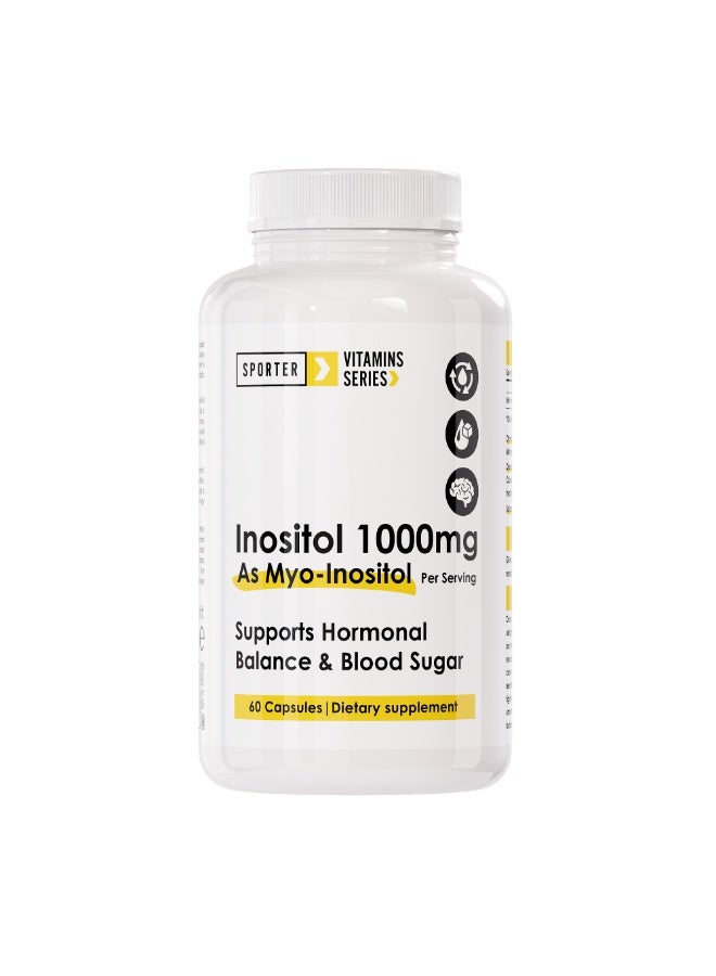 Sporter Inositol 1000mg – 60 Capsules | Supports Hormonal Balance & Blood Sugar | Vegan, Non-GMO - Image 1