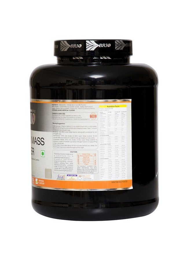 Brio Lean Mass Gainer With L-Glutamine And Creatine | 1173Kcals And 67.5 g Protein Advanced Mass Gainer For Men And Women Pack Of 3Kg (Banana Flavour) - Image 3