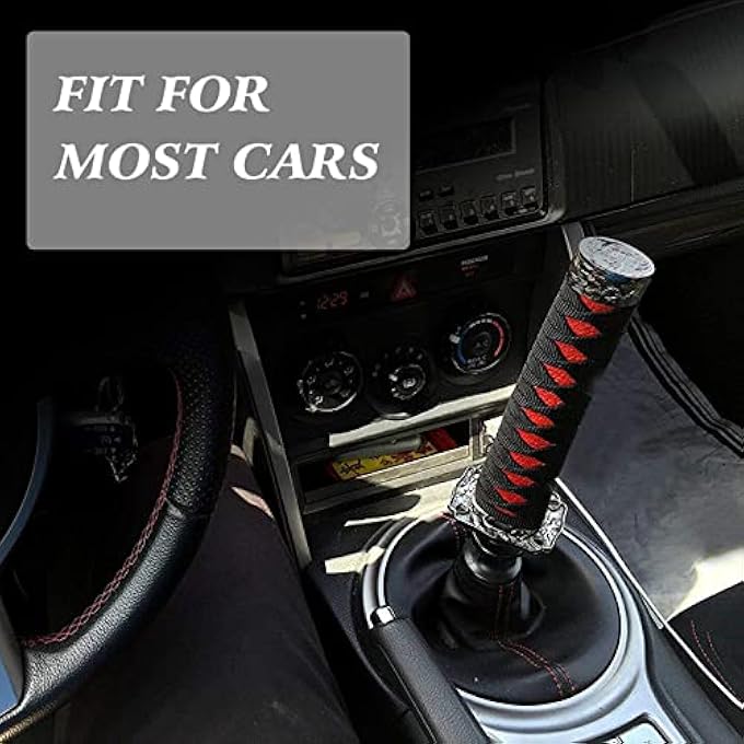 ريحني مقبض ناقل الحركة العالمي من RYANSTAR RACING مقبض ناقل الحركة Universal مقابض تبديل سيف ذراع ناقل الحركة Katana Samural متوافق مع السيارات اليدوية معظم السيارات الأوتوماتيكية مع 4 محولات أسود - Image 4